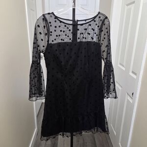 BB Dakota Black Sheer Polka Dot Dress Fairy Grunge Dark Romantic